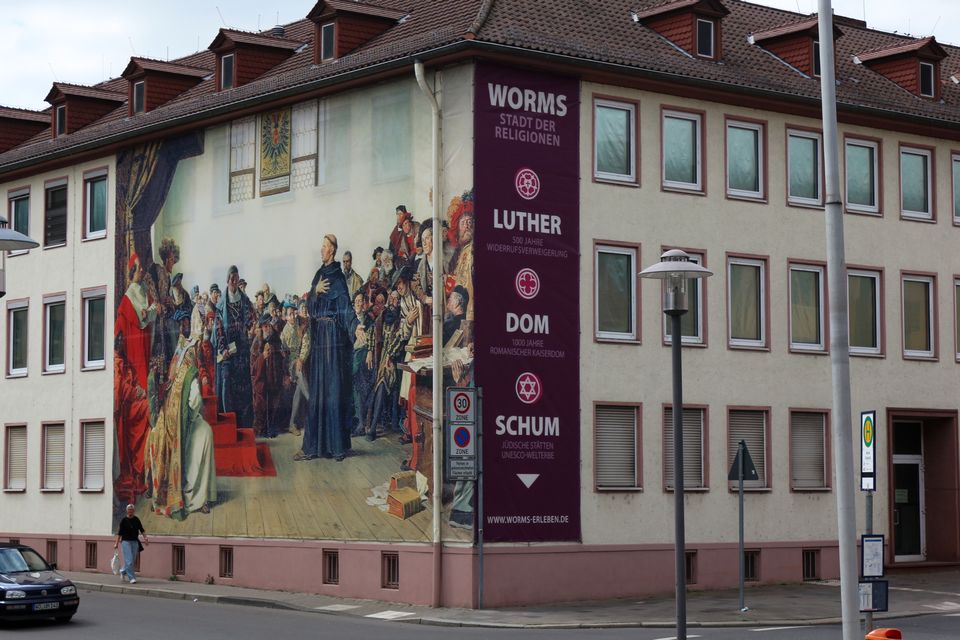 Worms Germany Luther cathedral advert