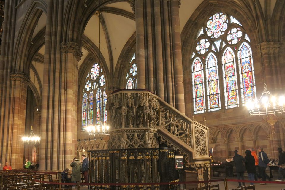 Notre Dame cathedral pulpit Strasbourg Alsace France